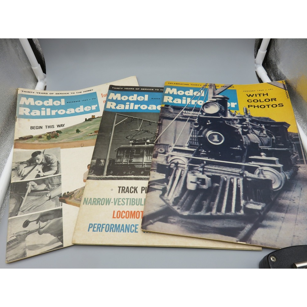 Vintage 1964 Model Railroader Magazine Lot Jan March Dec Kalmbach Train Hobby
